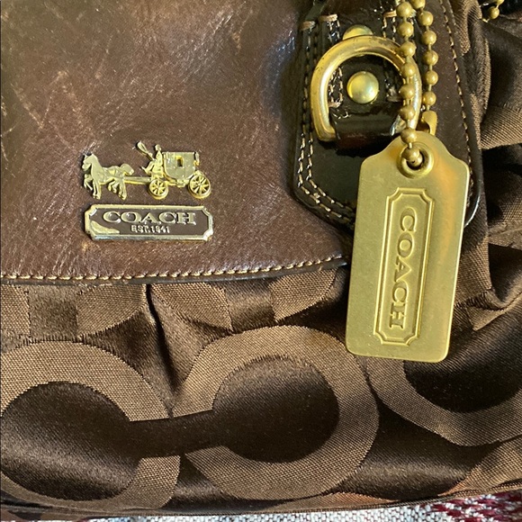 Coach Brown Satchel with Signature Design - Picture 2 of 7